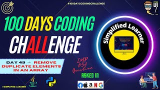 Day #49 | Remove Duplicate Elements in an Array | Sorted and Unsorted Array  in #java & #python