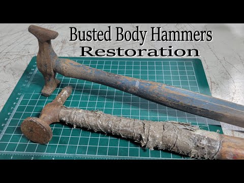Busted Body Hammers Restored with Horse Saddle Leather, Old Keys & 80 year old Oak from a Church Pew
