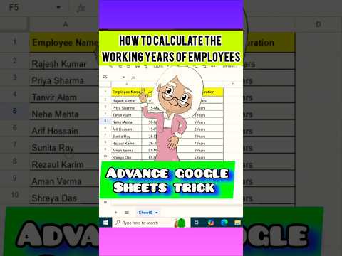 How to calculate an employee's years of service? #googlesheets #agecalculation #advance #exceltips