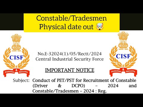 cisf  Constable/Tradesmen Constable (Driver & DCPO) 2025 physical date out 🤯#cisfconstabletradesman