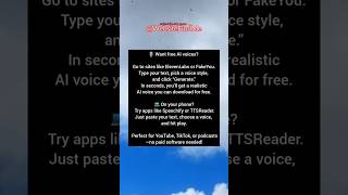 Free AI Voices in Seconds! (No Paid Apps) #aivoice #texttospeech #shortsviral #seo #aitools
