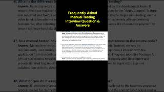 Frequently Asked Manual Testing Interview Question & Answers #jobinterview