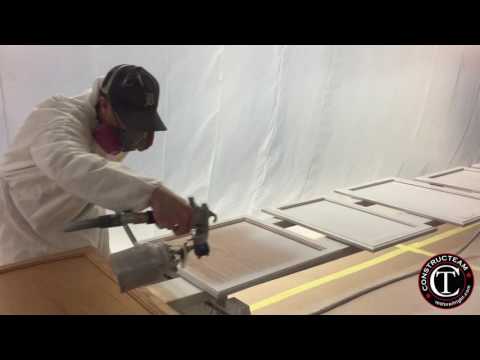 Spraying Cabinet Doors Inside A Negative Air Chamber