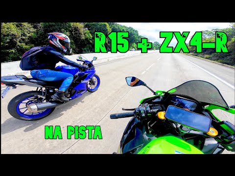 YAMAHA R15 E KAWASAKI NINJA ZX4R NA PISTA!!