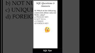 Which SQL Constraint Allows Only One NULL Value? | SQL Shorts #shorts #sqlshorts