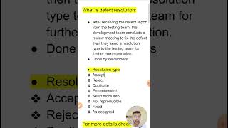 What is Defect Resolution | 1 min - Software Testing Shorts #75
