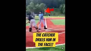 Oh no catcher!! 👍 & sub! #baseball #baseballhighlights #highlights #mlb #sports #hitting #fielding