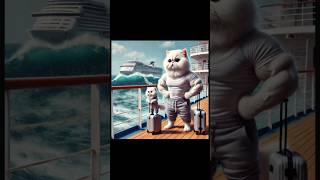 Father saves his kitten from a sea monster #cat #catlover #catfight