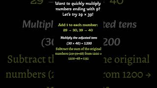 Multiplying 2-Digit Numbers Ending with 9 #mathstricks #mathsmagics #jpaicreations #quickmaths