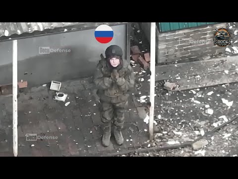 Horrible! Ukrainian Drone Drop Grenades One by One Russian Soldiers In Rubeled Warfare
