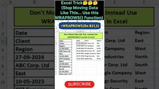 ExcelTrick😲#WRAPROWS() Function in Excel#excelformula#excel#exceltips#exceltutorial#excelfunction