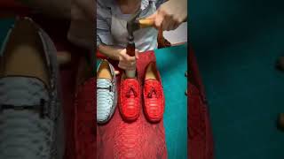 Handmade genuine python leather boat shoes driving shoes #shorts #shoes #handmade #python
