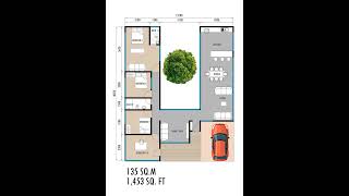 Modern Tropical House Design with Courtyard | 3 Bedrooms | 135 SQM Open Layout