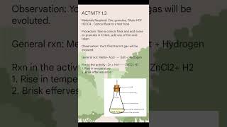 Activity 1.3 (Chemical reactions and equations Part-3) #shorts #shortlectures #viral