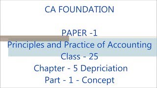 CA FOUNDATION - PAPER - 1 ACCOUNTING - CLASS - 25 DEPRICIATION #CAFOUNDATIONREVISION