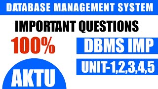 Database management system aktu important questions | DBMS aktu imp 