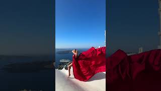 Flying Dress Photoshoot #santorini #shorts #viralshort