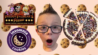 FNAF~ Insomnia Cookies~ Cookie Pizza Review #cookies #fnaf #onebitechallenge
