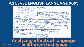 Text analysis - analyzing effects of language devices / AS Level English Language 9093