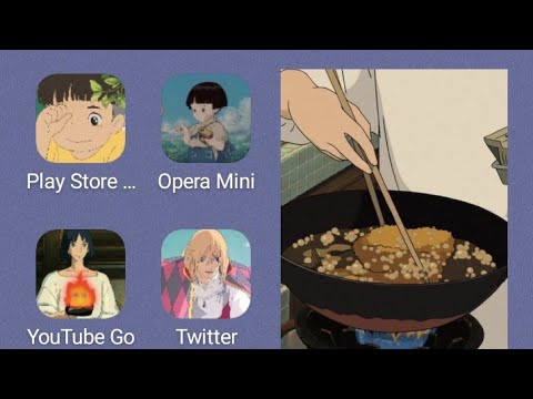 anime food x studio ghibli theme 🥞🍜🍡make your android aesthetic✨✨