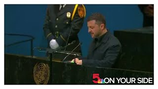 Ukrainian President Volodymyr Zelenskyy addresses United Nations' General Assembly