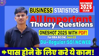 Complete Theory Oneshot Business Statistics | Business Statistics Important Questions 2025