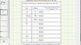 Ex:  Determine the Coefficients of Various Terms