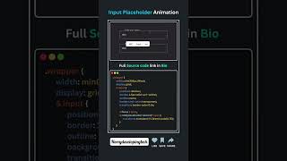 ✨🔤 Input Placeholder Animation with JavaScript! 🎯💡||#shorts #shortvideo #css3 #html5 #code #coding