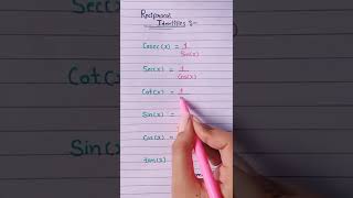 Trigonometry Reciprocal identities #maths #short #mathematics