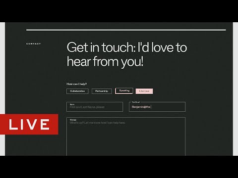 🔴 Live: Contact Page Design for a Personal Portfolio Site