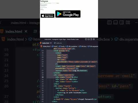 Build "INTAGRAM" Login Page Clone Using Html and Css 🔥 #shorts