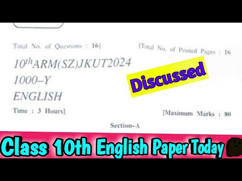 Jkbose class 10th English paper today||jkbose class 10th english x y z series solved#jkbose#kashmiri