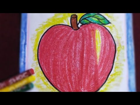 how to draw an apple in easy way|| draw and colour in 5min #for kids # easy drawing #colour an apple