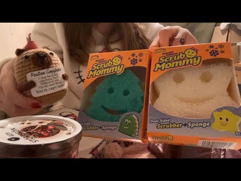 ASMR Mini Christmas Haul (glass, sponge, fabric scratching and tapping etc) 🎄🎉🩵