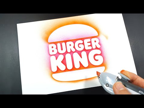 How to draw BURGER KING logo with a stencil | Logo art | Stencil art
