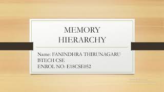 Introduction to memory hierarchy