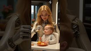 robot with cute baby eating ❤#viral #robotchallenge #views #1million