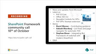 SharePoint PnP - SPFx and JavaScript community call - 10th of October 2019