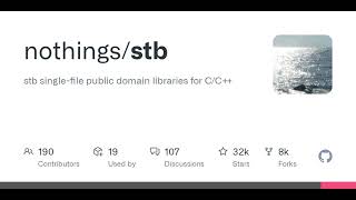 GitHub - nothings/stb: stb single-file public domain libraries for C/C++