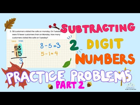 How to Subtract 2-Digit Numbers: Practice Problems (Worksheet 2) (Part 2) | Made Easy for Kids