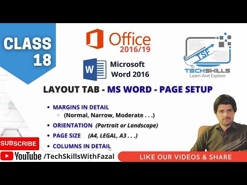 Complete Page Setup, Page Size, Column, Page Orientation || Layout Tab || MS Word16/19 || Class 18