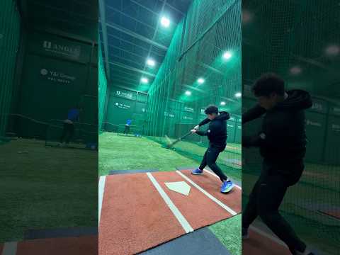 全部同じようなスイングで最後だけ少し変えました！　#野球部 #野球指導 #バッティング #草野球