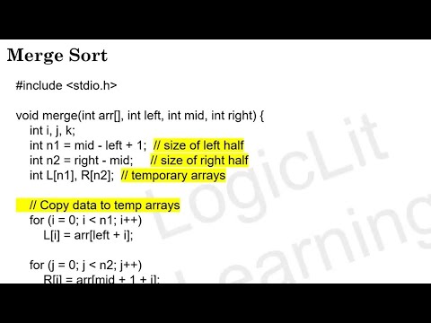 Merge Sort in C with Dry Run | Program Explanation | DSA for Beginners (BCA/BTech/CS)