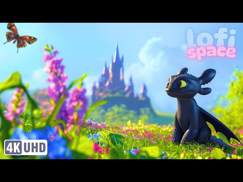 Toothless Lofi in Flower Meadow Castle 🌸 | Relaxing Music for Study, Work & Sleep