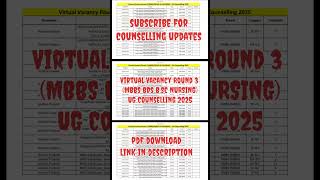 Virtual Vacancy Round 3 (MBBS BDS B.SC NURSING) – UG Counselling 2025 #neetcounselling #mbbs #neet