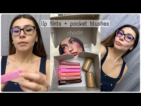 Rhode lip tints + pocket blushes try on 🎀 as someone who doesn't wear a lot makeup ♡ I'm in LOVE 🥲