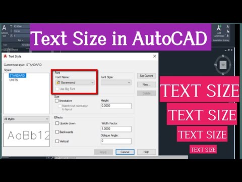 Multiple types of text settings in AutoCAD. Different types of text settings in AutoCAD.