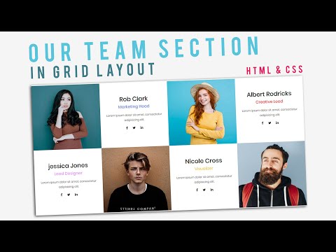 Our Team Section In Grid Layout With Cool Effect On Hover | HTML5 & CSS3 | Website Section Tutorials