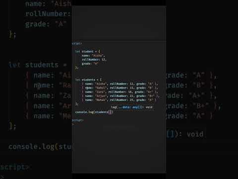 Arrays of Objects in JavaScript | Example |  #coding #shorts #programming #javascript