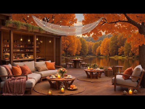 October Fall Jazz at Cozy Autumn Cabin Ambience 🍂 Gentle Piano Jazz Music for Work, Study & Focus